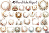 Boho Floral Frame Border Wreath Clipart Bundle