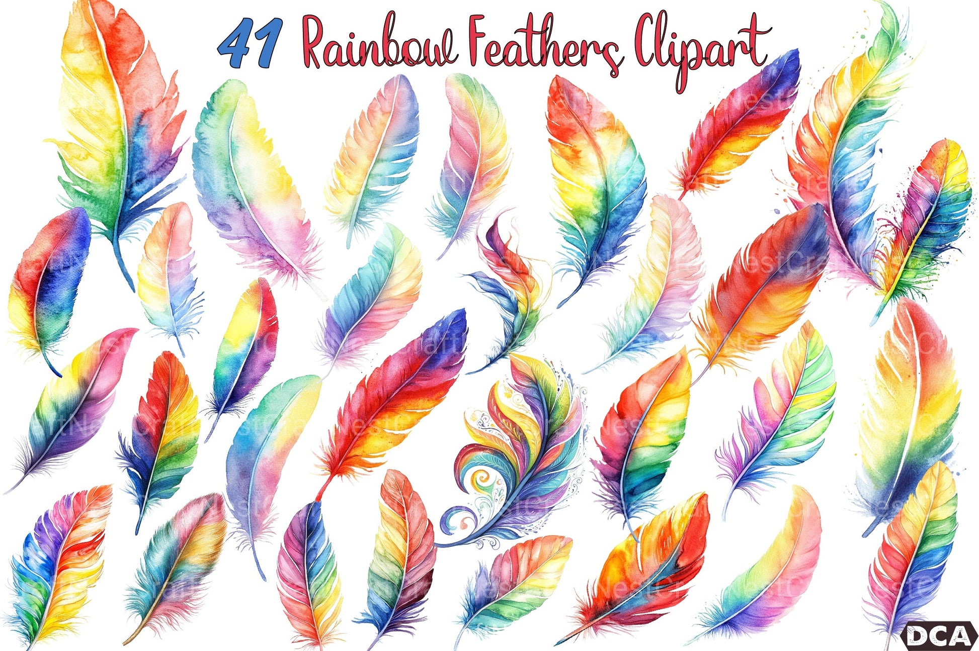 Rainbow Feathers Clipart Bundle 88 - CraftNest - Digital Crafting and Art