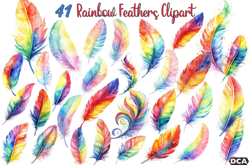 Rainbow Feathers Clipart Bundle 88 - CraftNest - Digital Crafting and Art