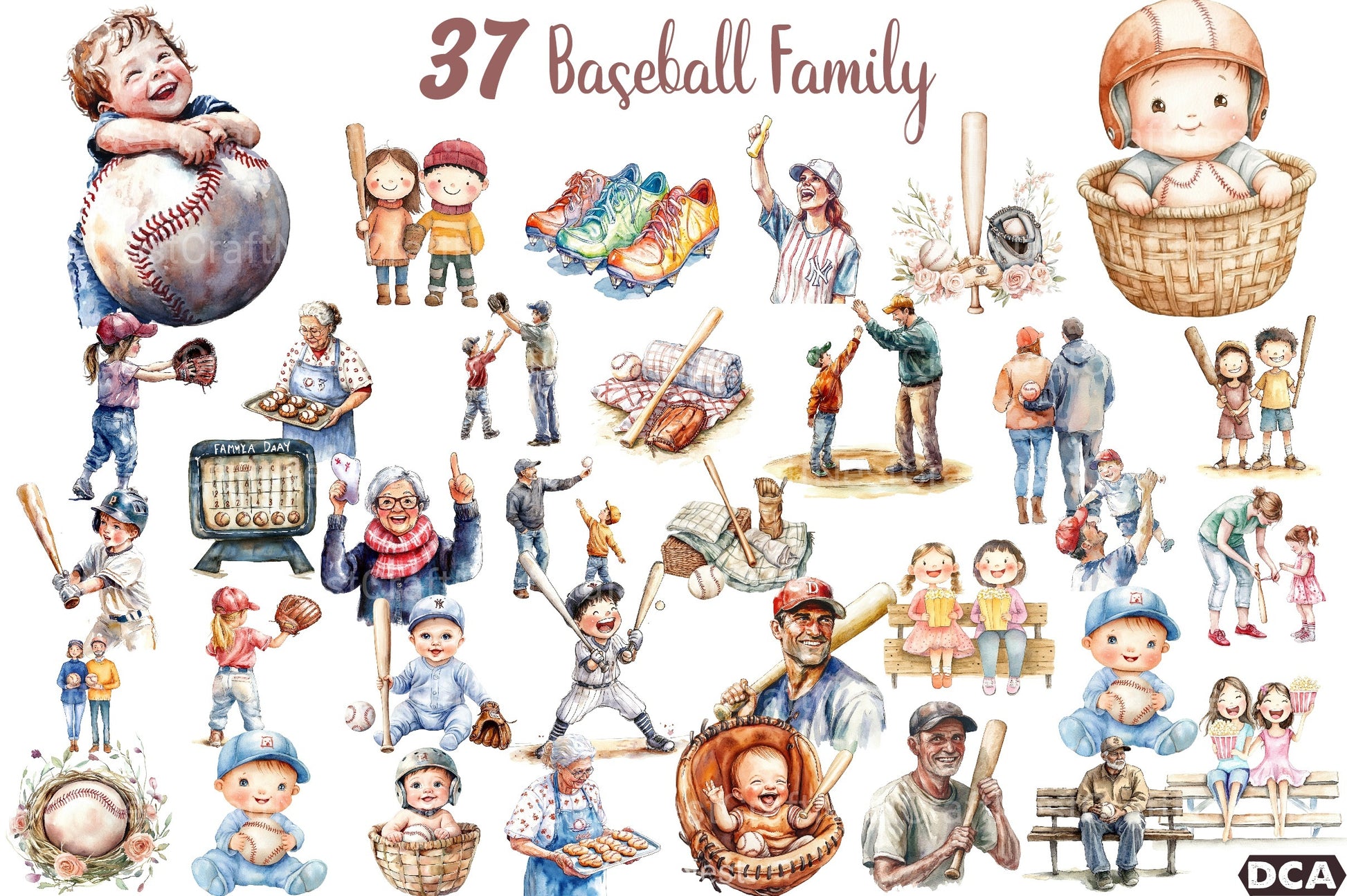 Baseball Family Clipart Bundle - CraftNest - Digital Crafting and Art