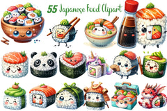 Cute Sushi Japanese Food Clipart Bundle - CraftNest - Digital Crafting and Art