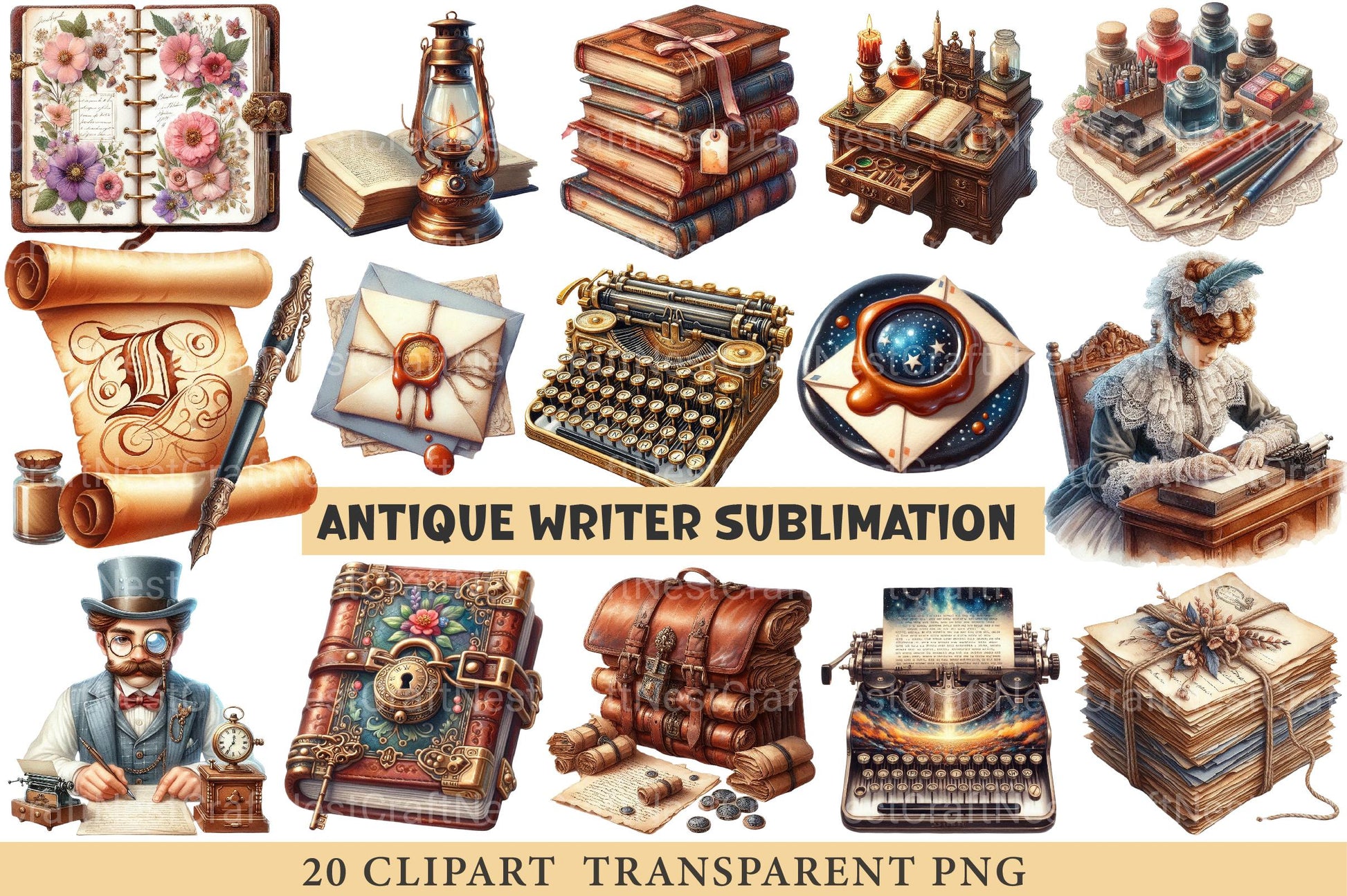 Antique Writer Clipart - CraftNest - Digital Crafting and Art