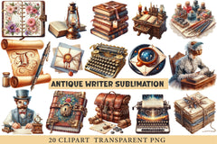 Antique Writer Clipart - CraftNest - Digital Crafting and Art