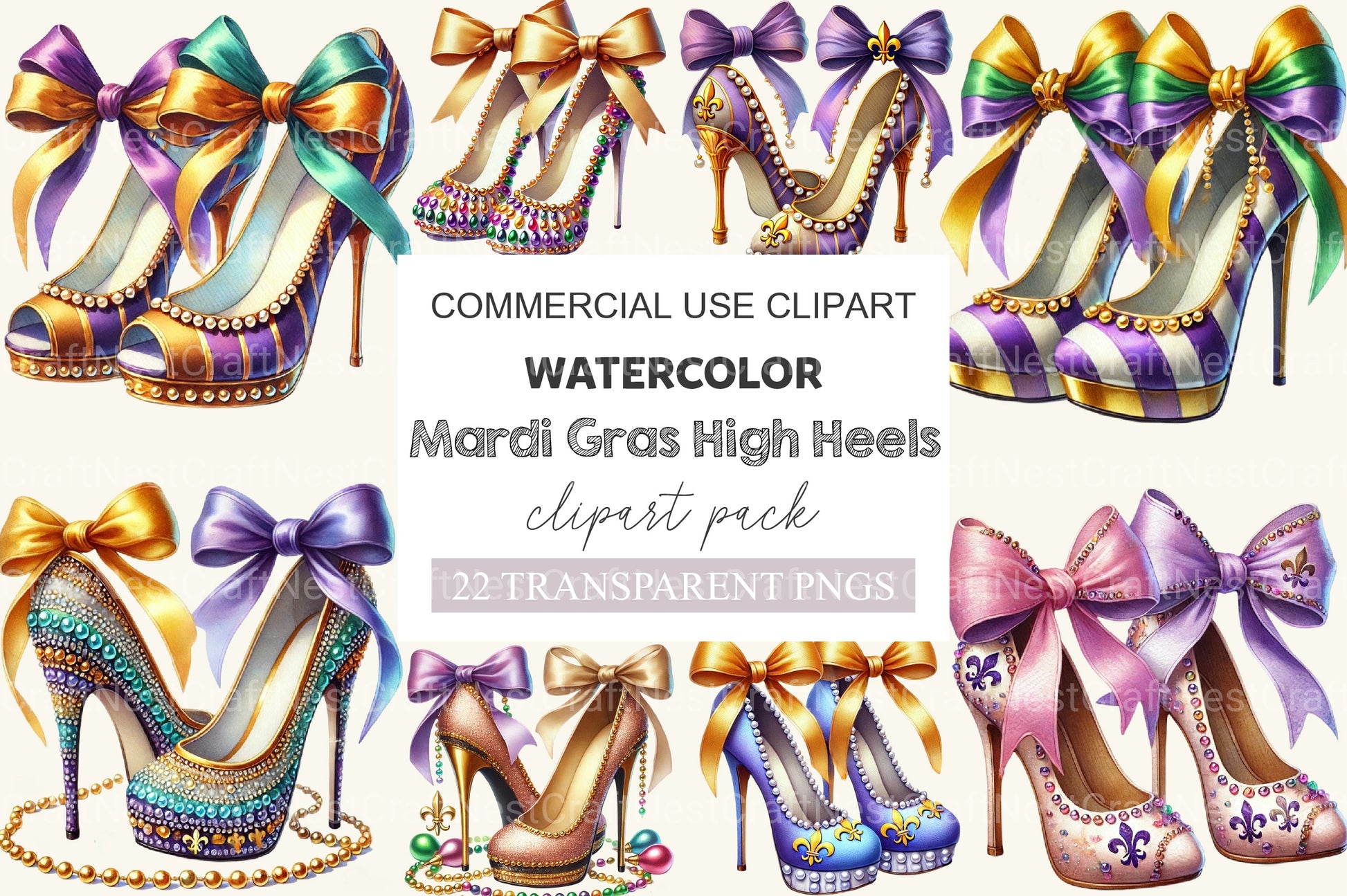 Mardi Gras High Heels Clipart Bundle - CraftNest - Digital Crafting and Art