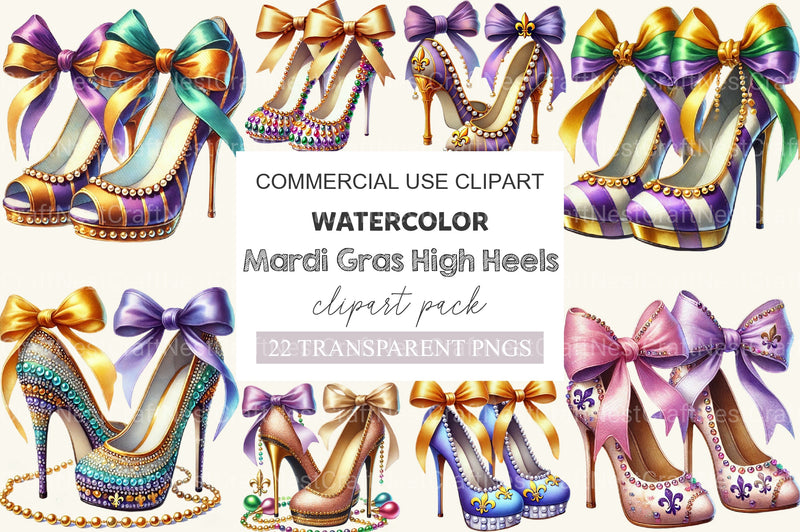 Mardi Gras High Heels Clipart Bundle - CraftNest - Digital Crafting and Art