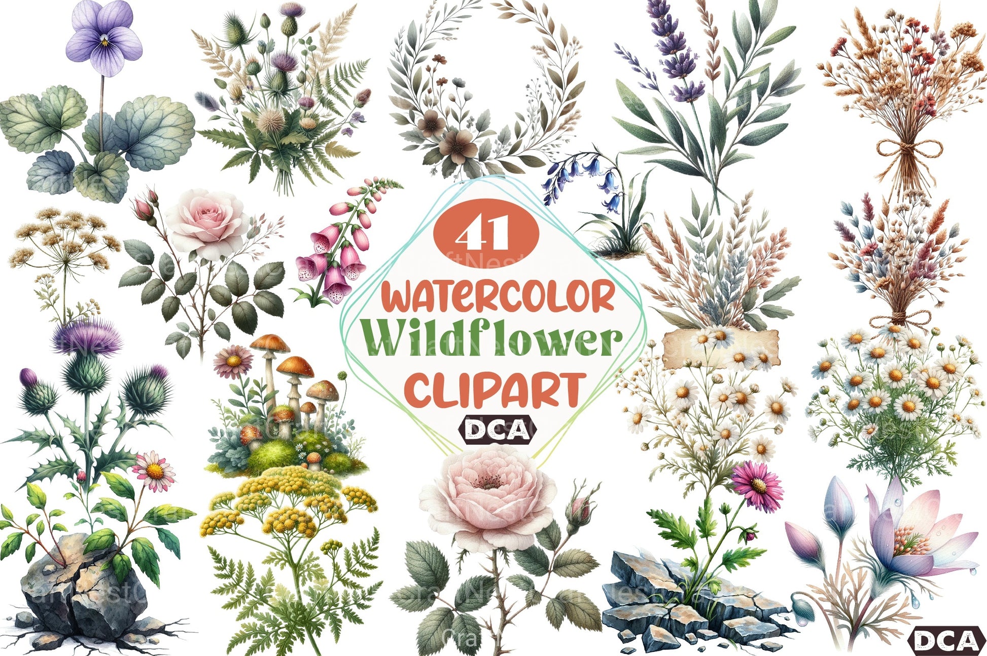Botanical Forest Wildflower Clipart Bundle 1 - CraftNest - Digital Crafting and Art