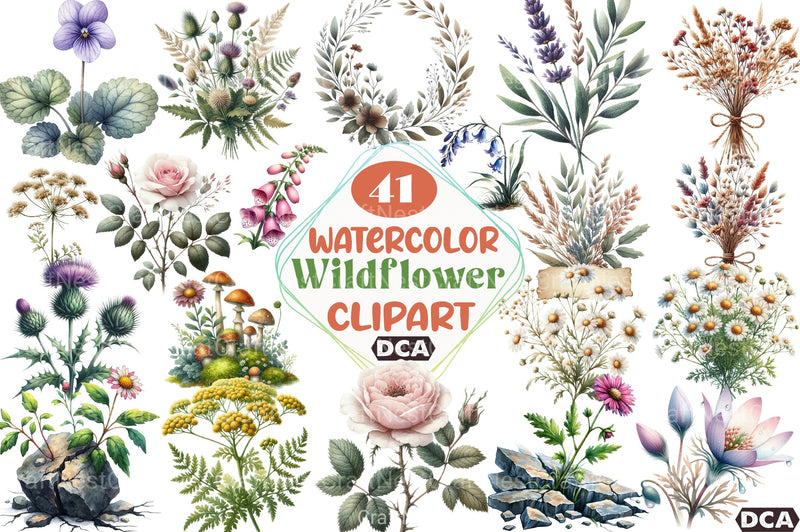 Botanical Forest Wildflower Clipart Bundle 1 - CraftNest - Digital Crafting and Art