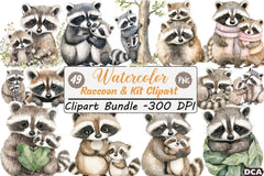 Raccoon & Kit Clipart Bundle 1 - CraftNest - Digital Crafting and Art