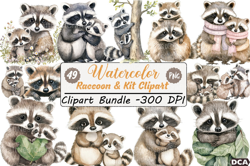 Raccoon & Kit Clipart Bundle 1 - CraftNest - Digital Crafting and Art