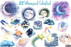 Whimsical Celestial Clipart Bundle - CraftNest - Digital Crafting and Art