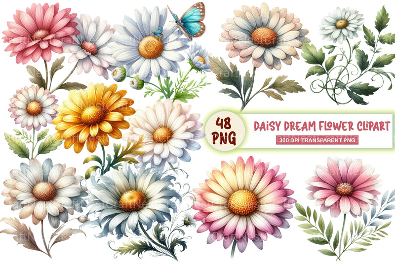 Daisy Dream Flower Clipart Bundle - CraftNest - Digital Crafting and Art