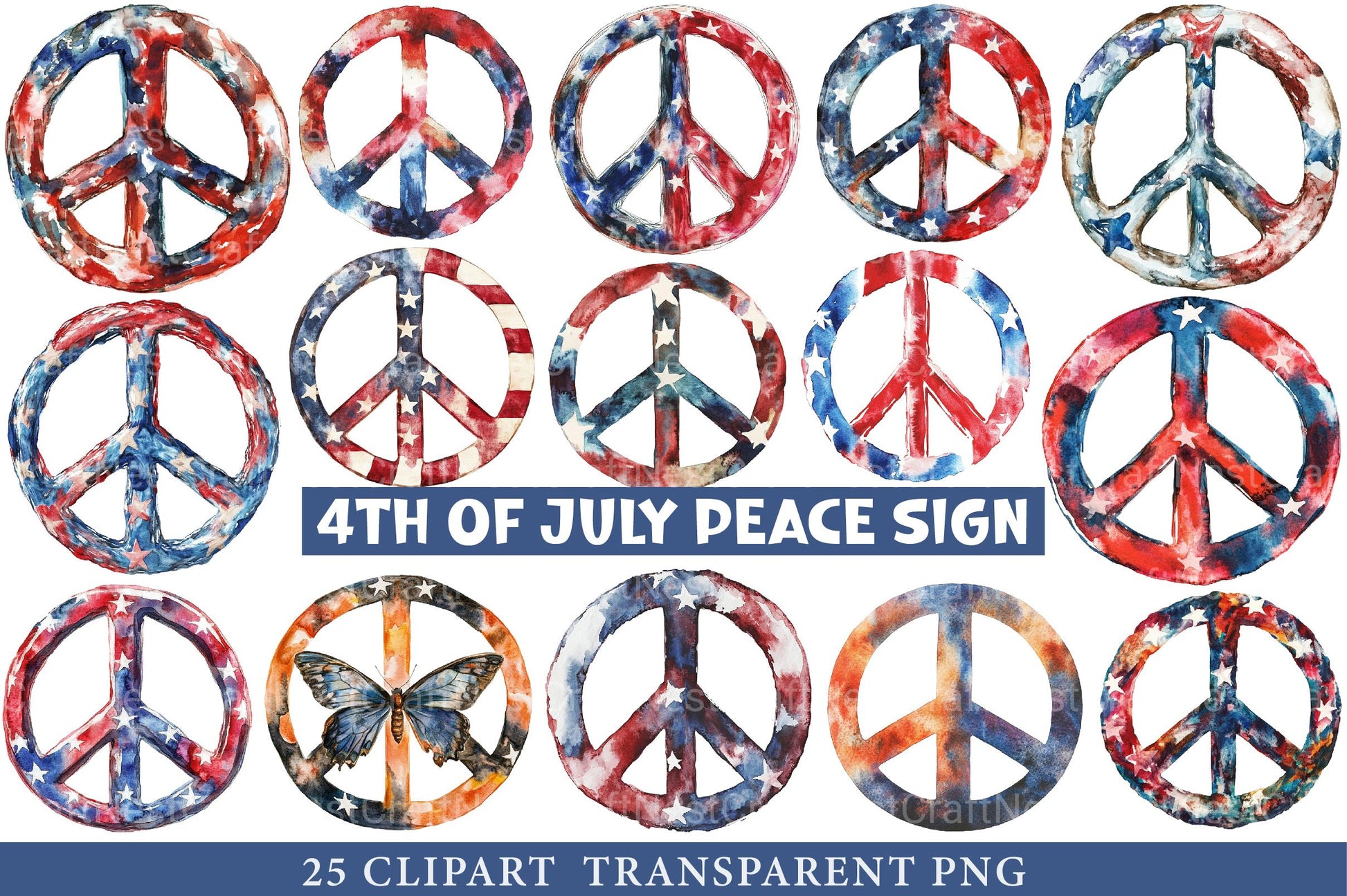 4th of July Peace Sign Clipart - CraftNest - Digital Crafting and Art