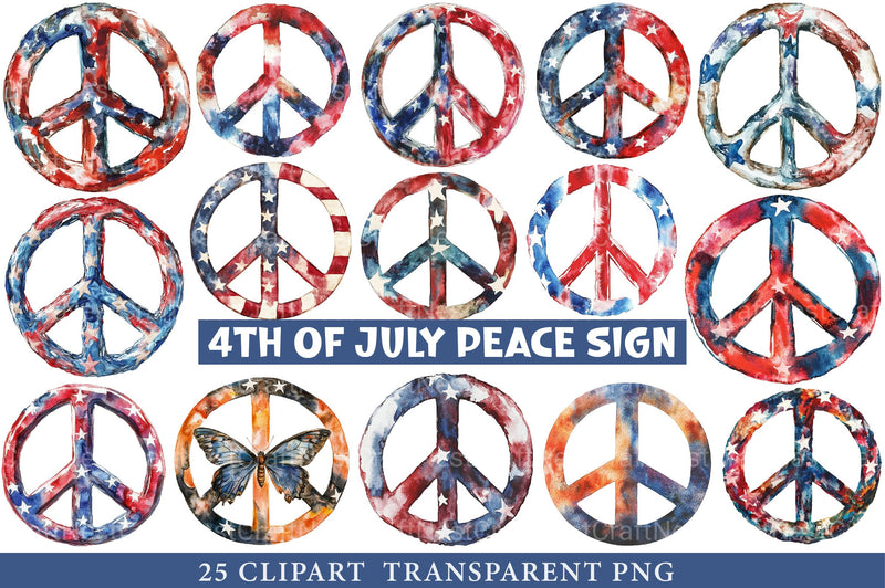 4th of July Peace Sign Clipart - CraftNest - Digital Crafting and Art