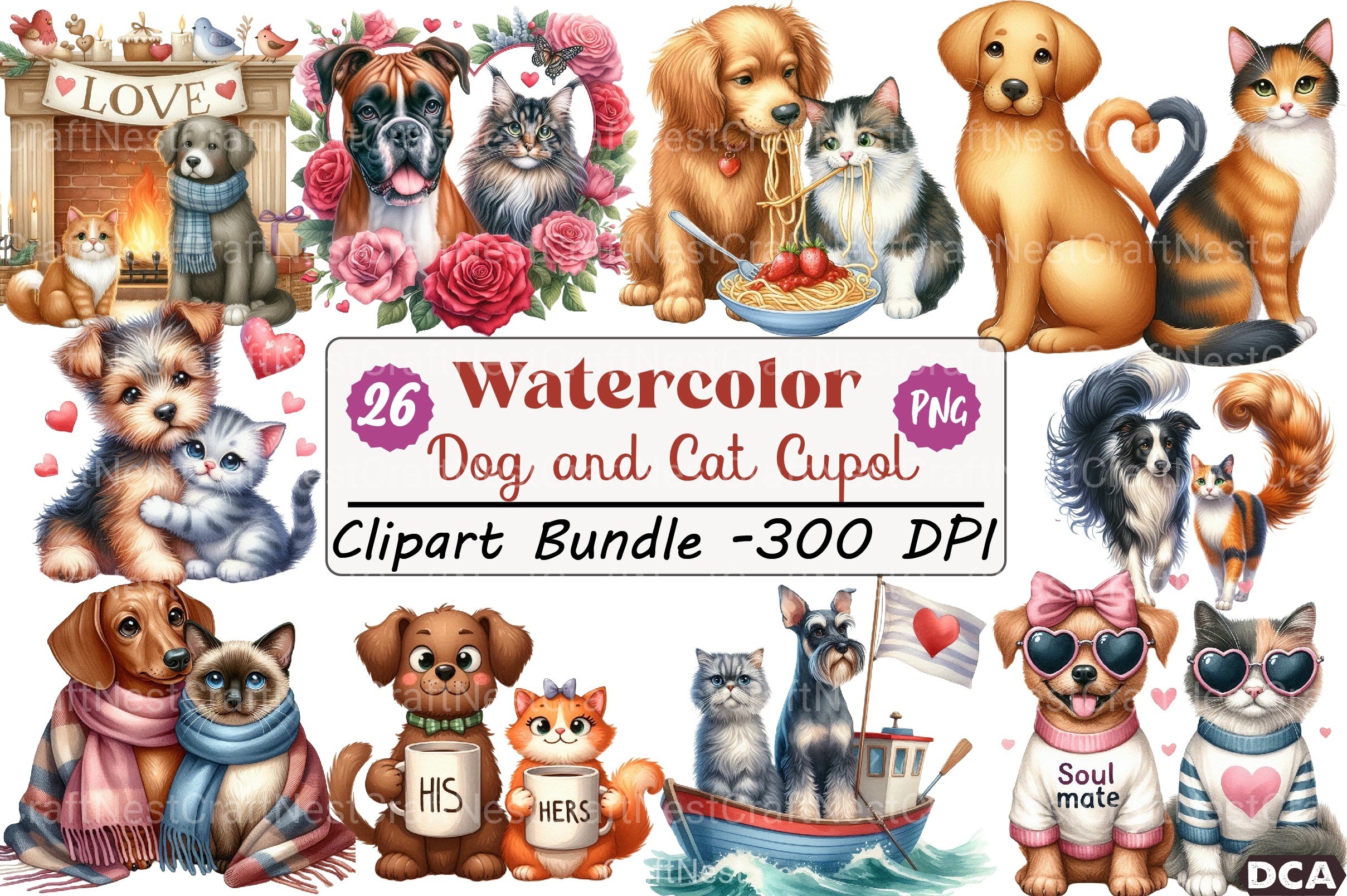 Dog and Cat Clipart Bundle 99 - CraftNest - Digital Crafting and Art