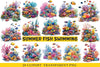 Summer Fish Swimming Clipart Bundle
