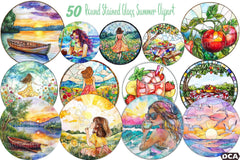 Round Stained Glass Summer Clipart Bundle 8 - CraftNest - Digital Crafting and Art