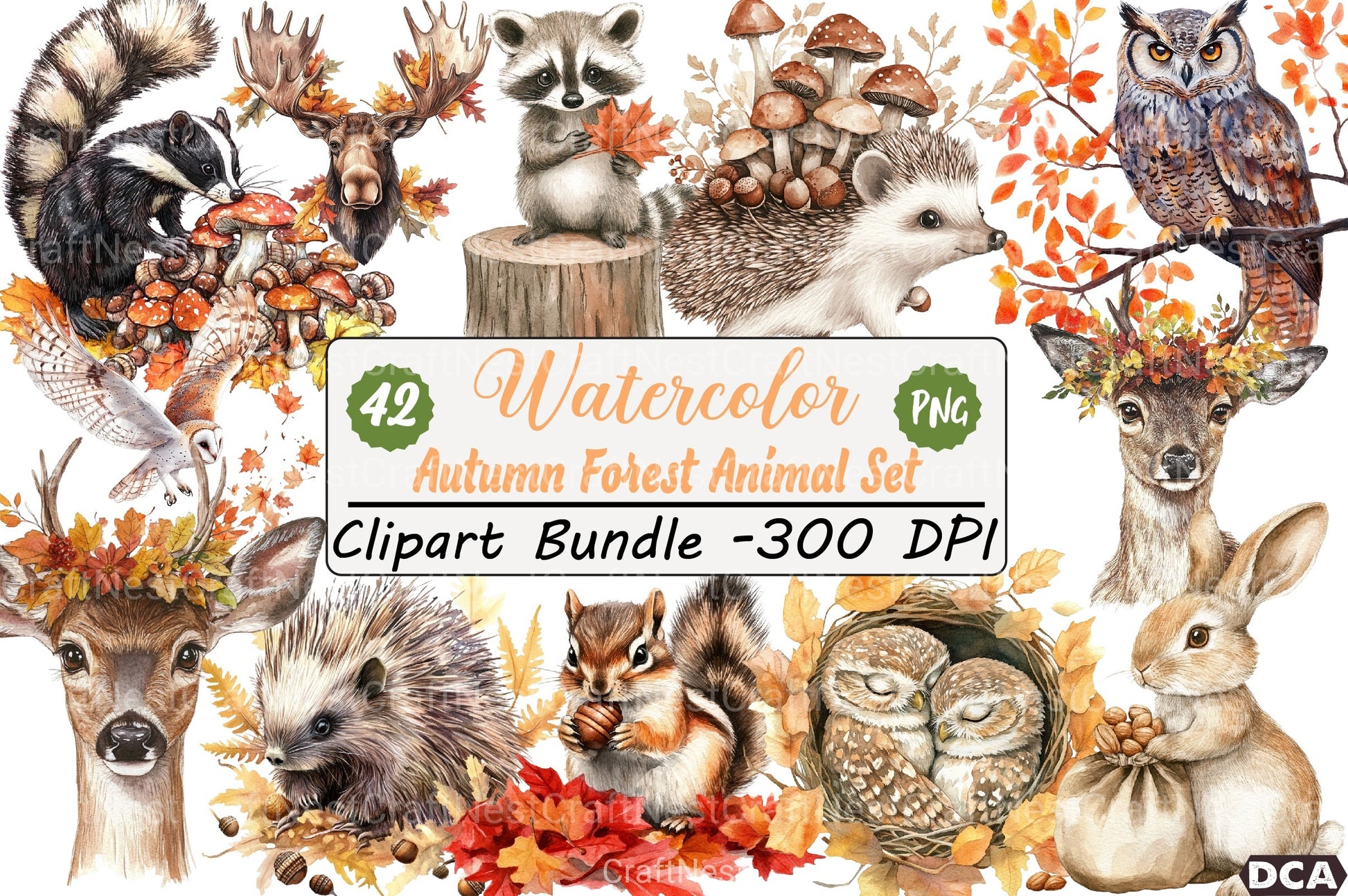 Autumn Forest Animal Clipart Bundle 2 - CraftNest - Digital Crafting and Art