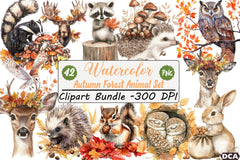 Autumn Forest Animal Clipart Bundle 2 - CraftNest - Digital Crafting and Art