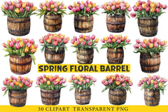 Spring Floral Barrel Clipart Bundle - CraftNest - Digital Crafting and Art