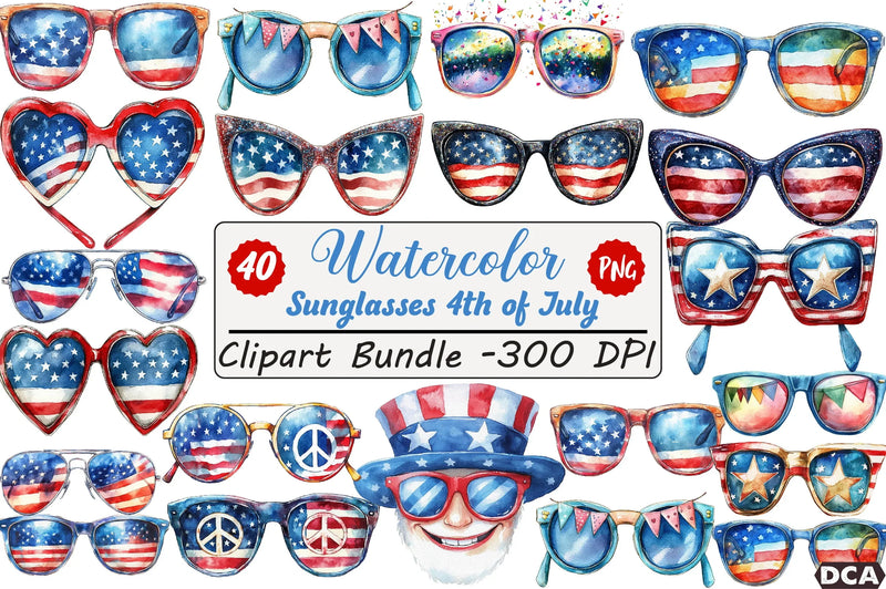 Patriotic 4th of July Sunglasses Clipart Bundle - CraftNest - Digital Crafting and Art