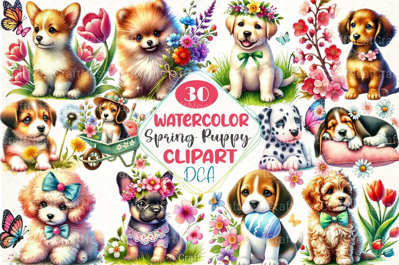 Cute Spring Puppy Clipart Bundle 77 - CraftNest - Digital Crafting and Art