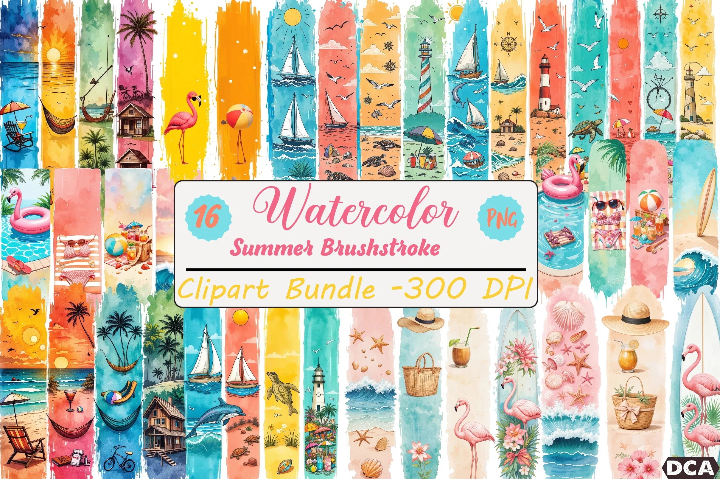 Summer Brushstroke Clipart Bundle - CraftNest - Digital Crafting and Art