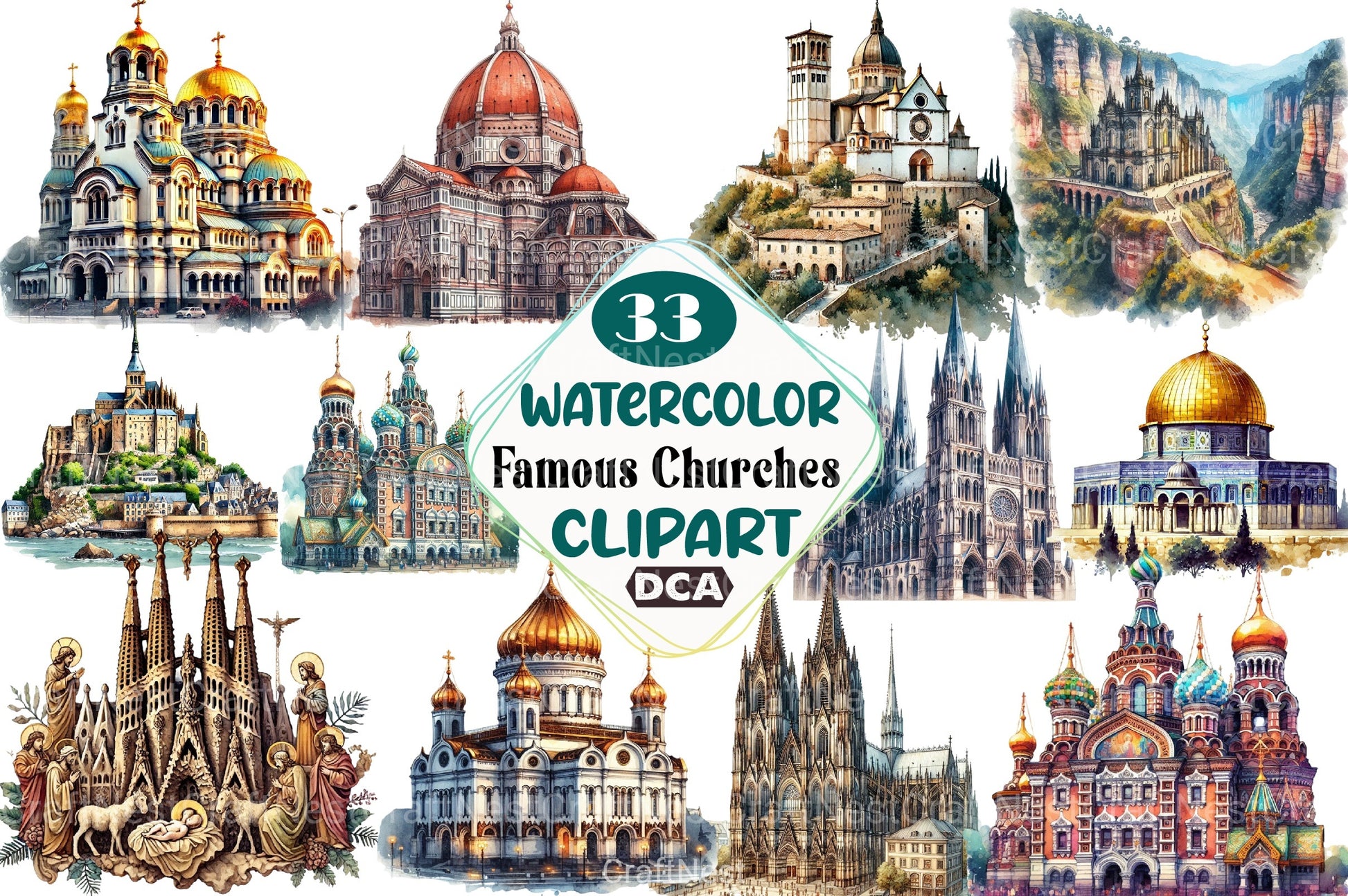 Famous Churches Clipart Bundle - CraftNest - Digital Crafting and Art