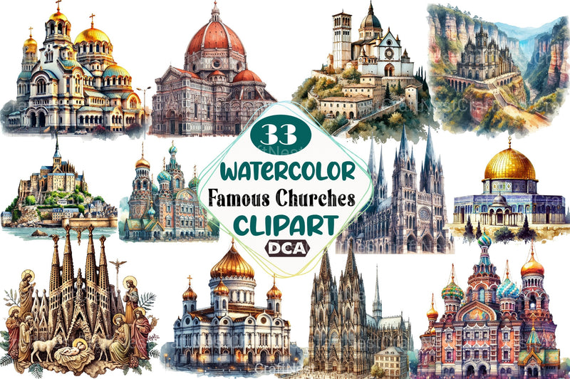 Famous Churches Clipart Bundle - CraftNest - Digital Crafting and Art