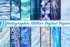 Blue Holographic Glitter Digital Paper