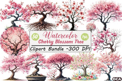 Japanese Cherry Blossom Tree Clipart Bundle 5 - CraftNest - Digital Crafting and Art
