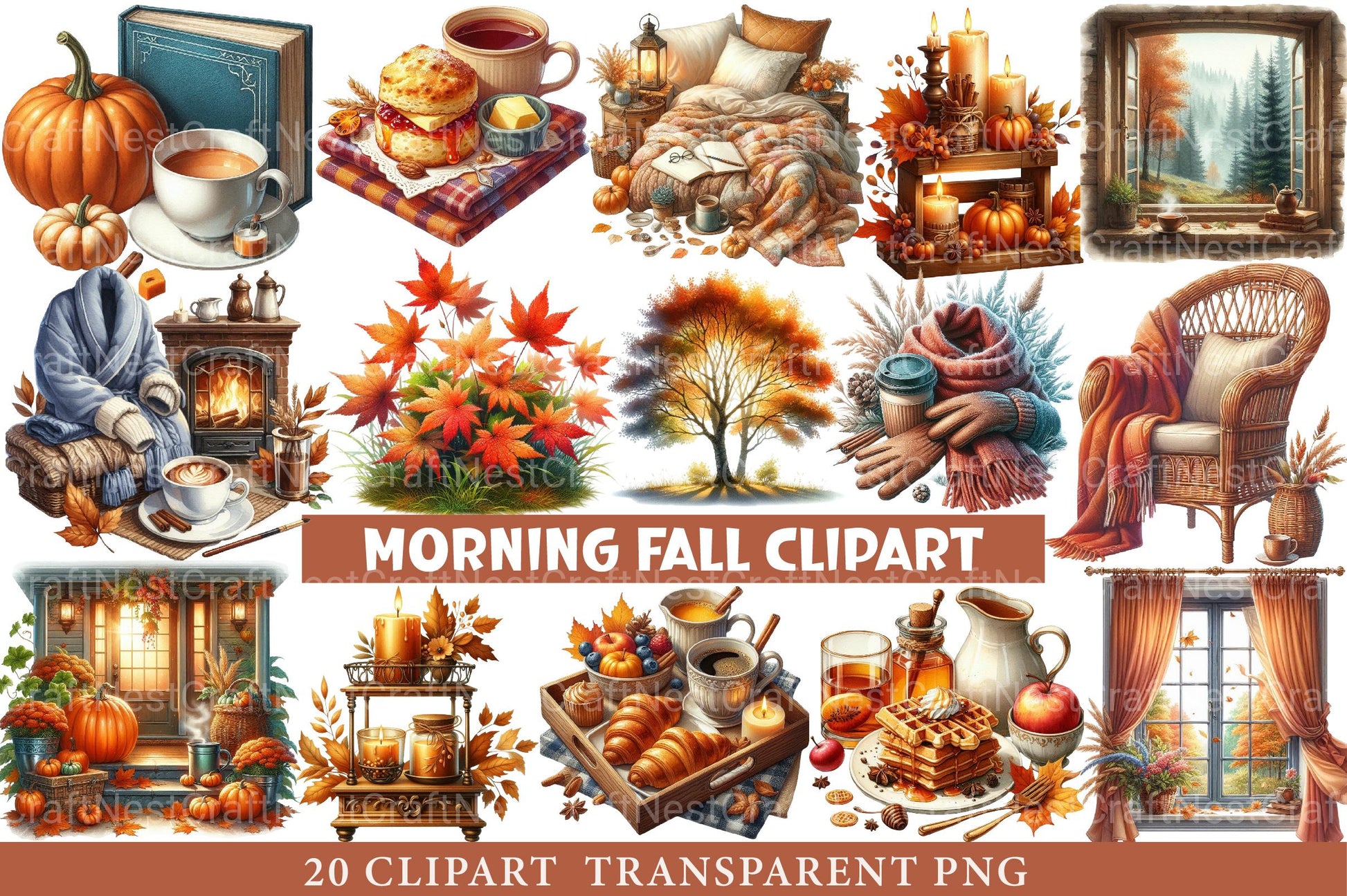 Morning Fall Clipart Bundle - CraftNest - Digital Crafting and Art