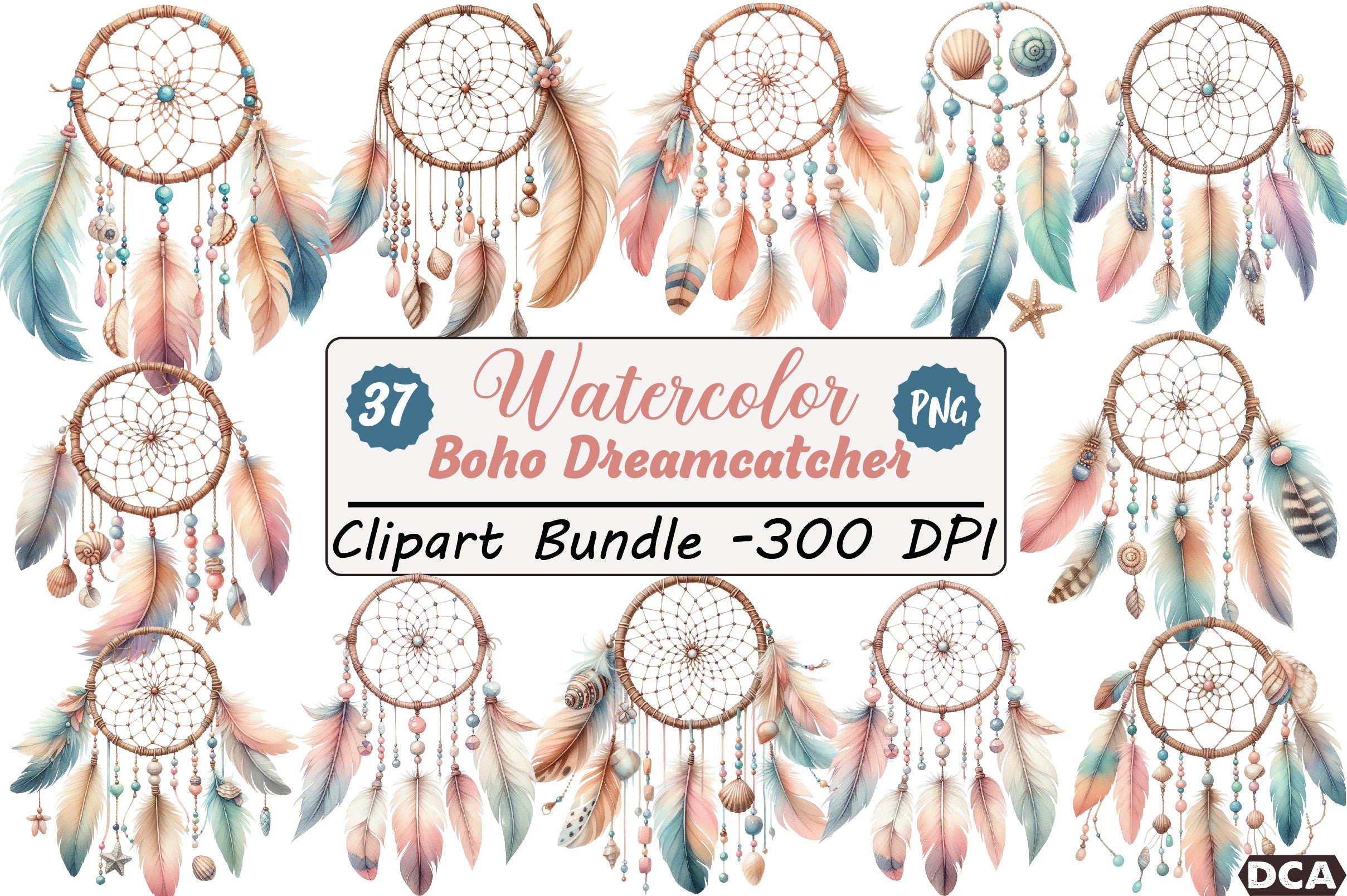Boho Dreamcatcher Clipart Bundle