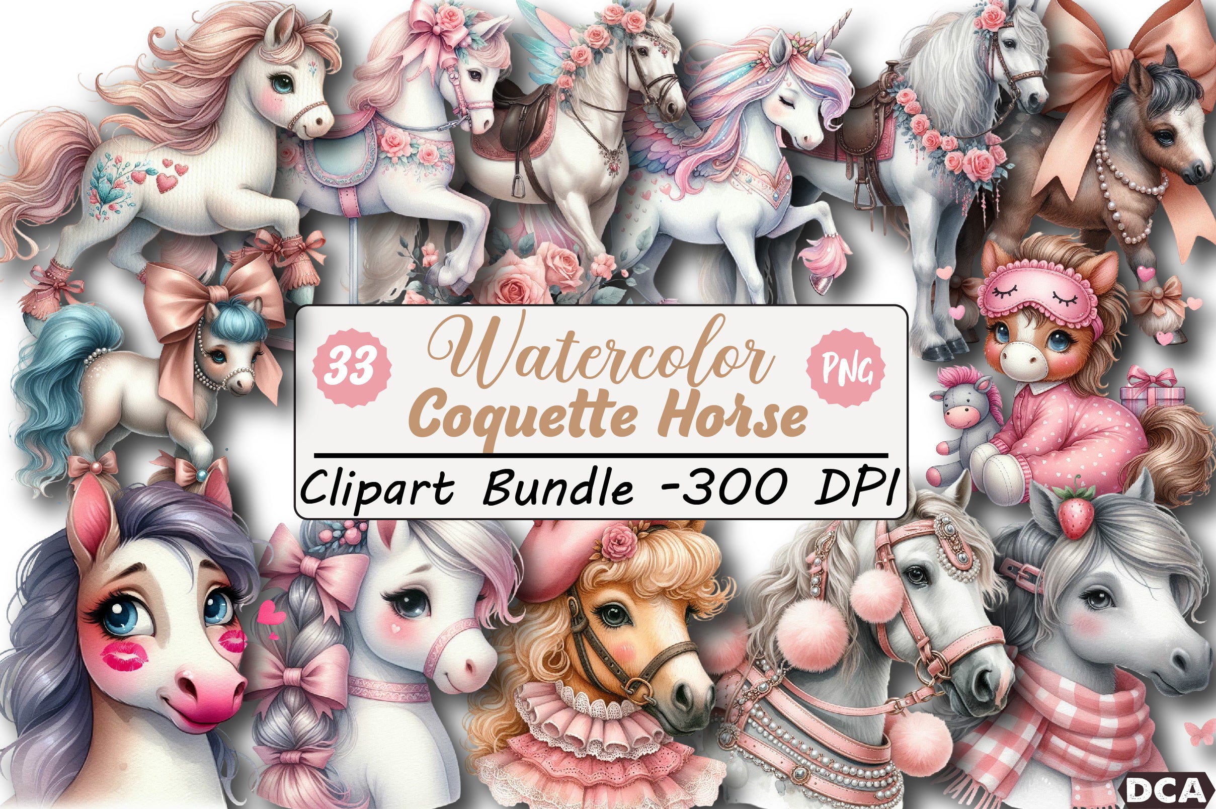 Coquette Horse Clipart Bundle