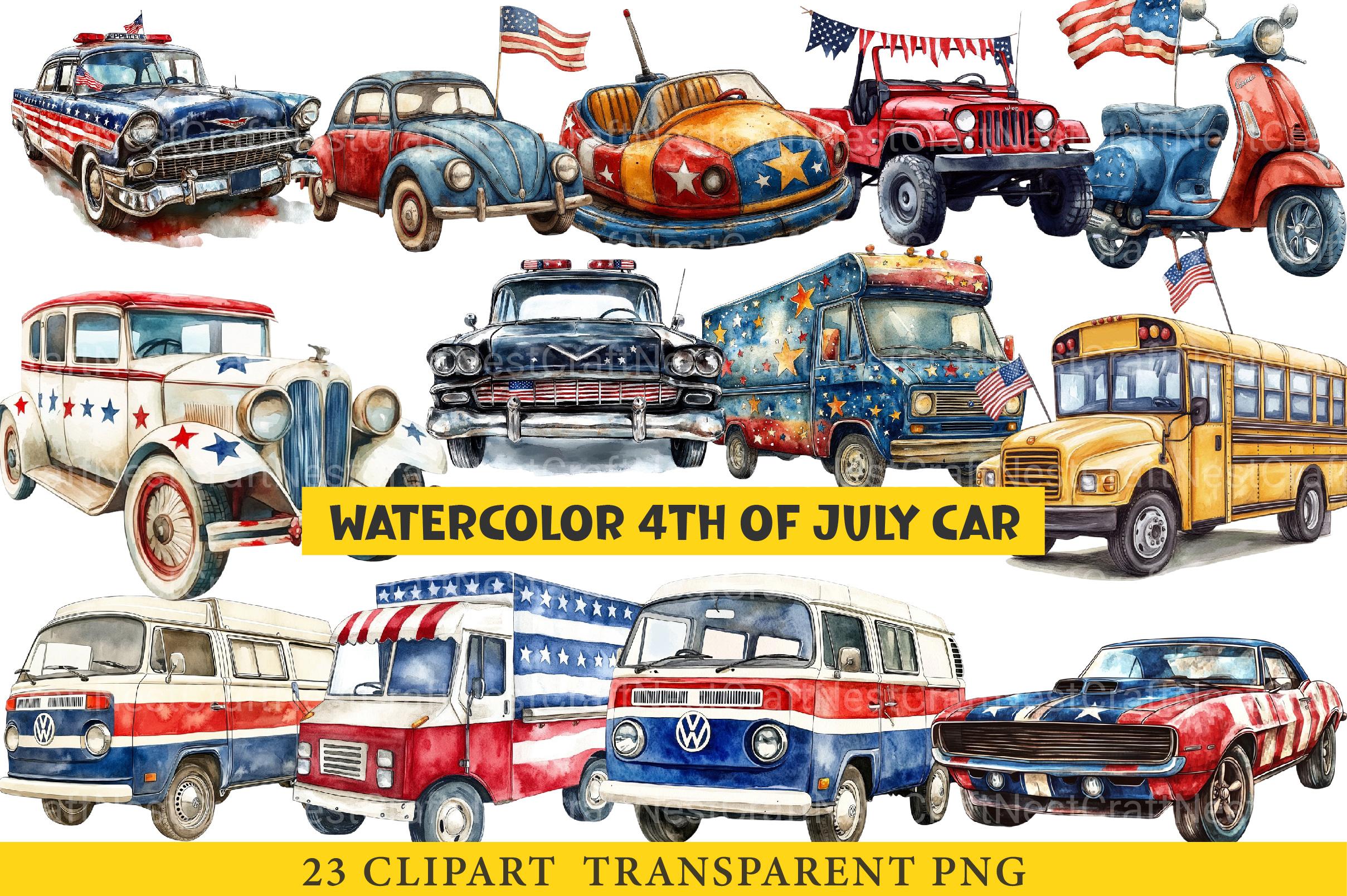 4th of July Car Clipart - CraftNest - Digital Crafting and Art