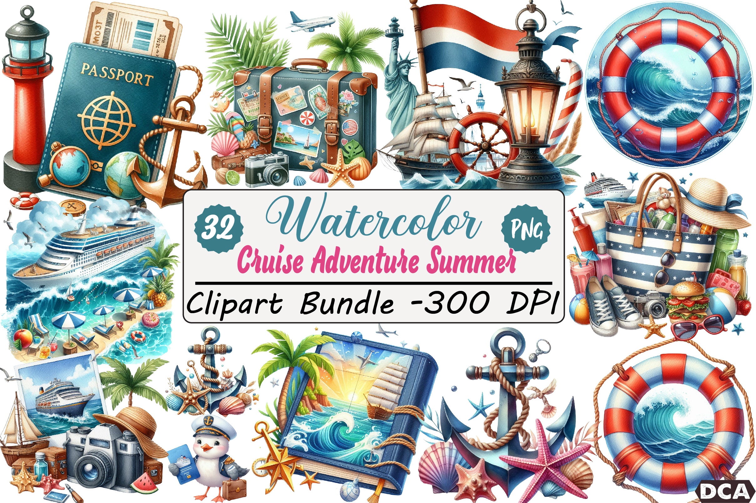 Cruise Adventure Summer Clipart Bundle