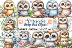 Baby Owl Clipart Bundle - CraftNest - Digital Crafting and Art