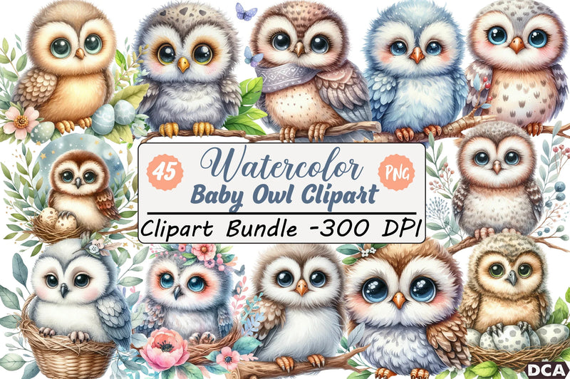 Baby Owl Clipart Bundle - CraftNest - Digital Crafting and Art