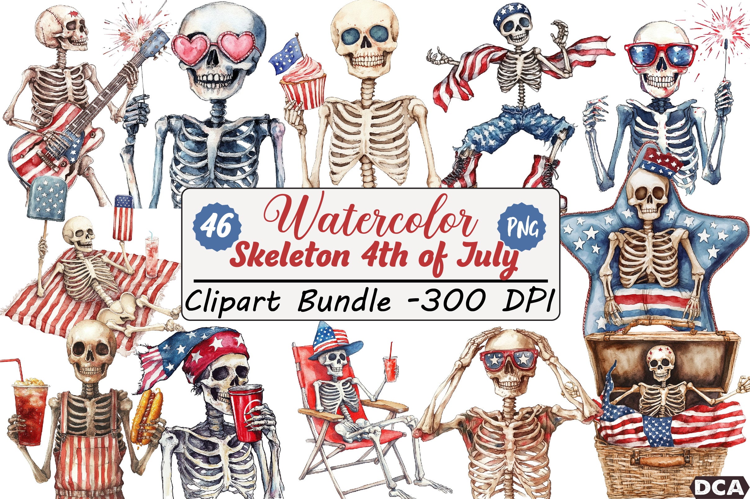 Skeleton 4th of July Clipart Bundle - CraftNest - Digital Crafting and Art