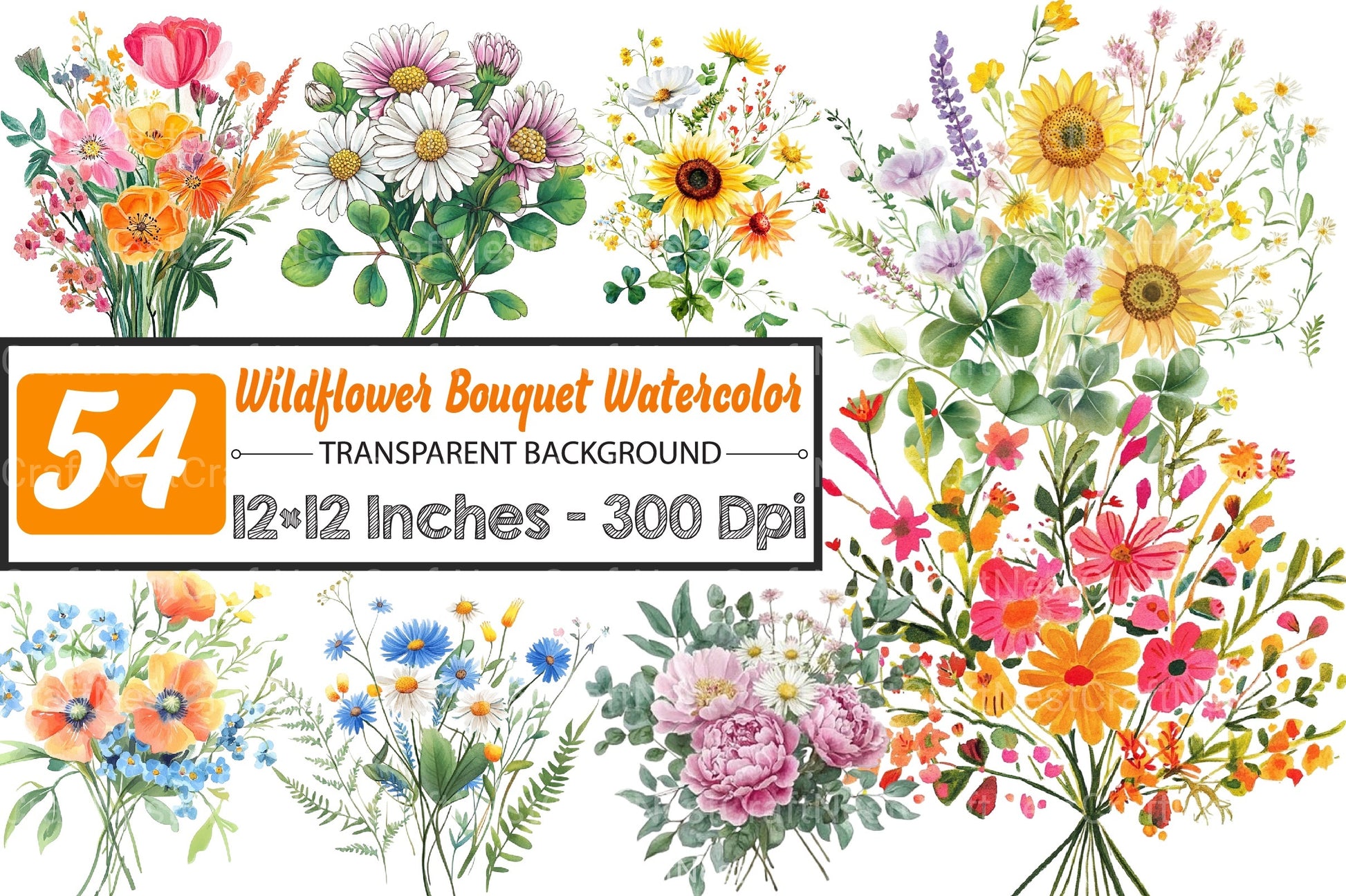 Wildflower Bouquet Clipart Bundle 99 - CraftNest - Digital Crafting and Art