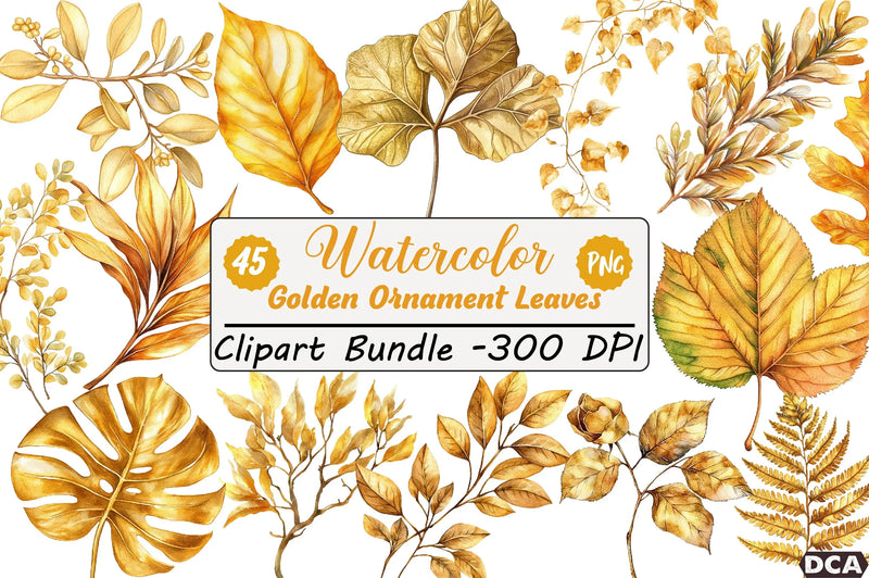 Golden Ornament Leaves Clipart Bundle - CraftNest - Digital Crafting and Art