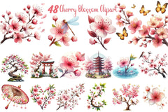 Japanese Cherry Blossom Clipart Bundle - CraftNest - Digital Crafting and Art