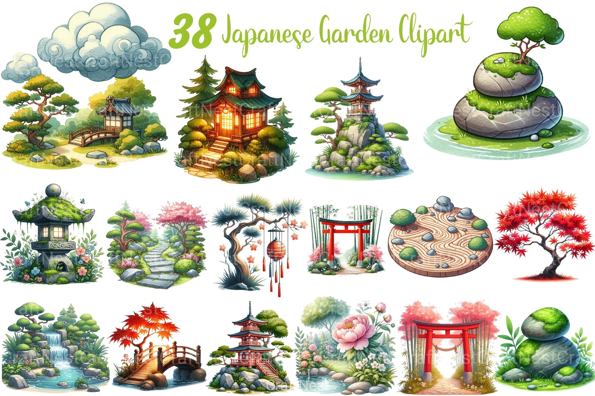 Japanese Garden Clipart Bundle - CraftNest - Digital Crafting and Art