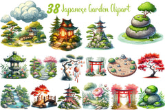 Japanese Garden Clipart Bundle - CraftNest - Digital Crafting and Art