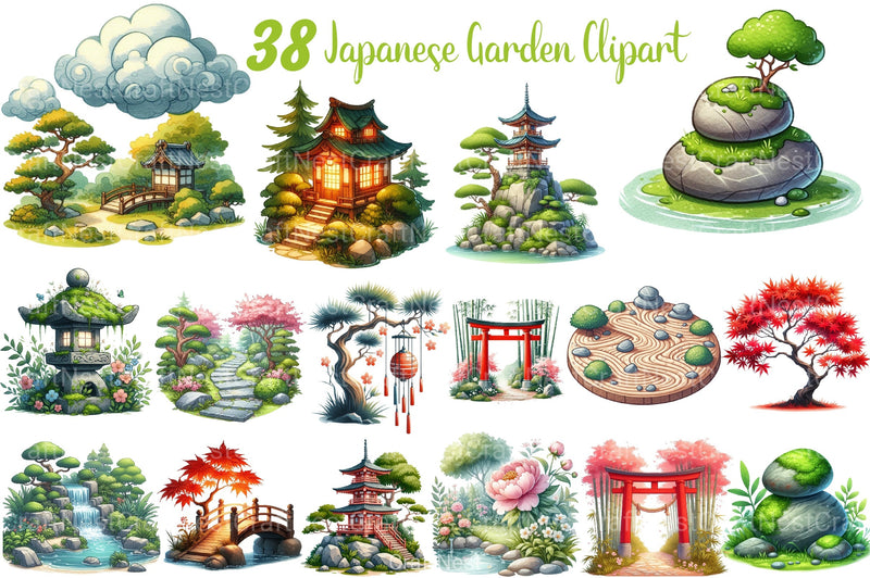 Japanese Garden Clipart Bundle - CraftNest - Digital Crafting and Art
