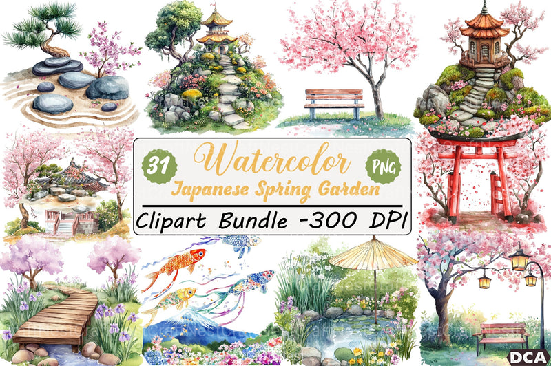Japanese Spring Garden Clipart Bundle - CraftNest - Digital Crafting and Art