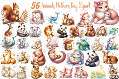 Cute Animal Mother's Day Clipart Bundle - CraftNest - Digital Crafting and Art