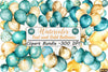 Teal and Gold Balloons Clipart Bundle