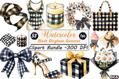Luxury Black Gingham Summer Clipart Bundle 99 - CraftNest - Digital Crafting and Art