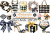 Luxury Black Gingham Summer Clipart Bundle 99