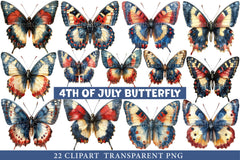 4th of July Butterfly Clipart - CraftNest - Digital Crafting and Art
